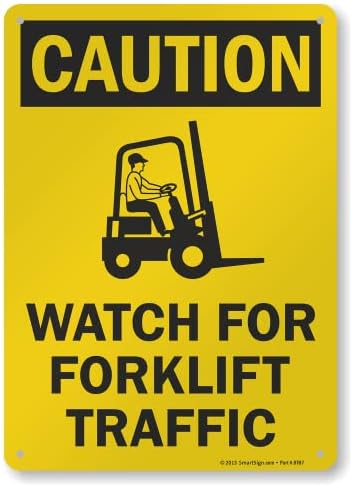 "Caution - Watch For Forklift Traffic" Sign By SmartSign | 10" x 14" Aluminum SmartSign