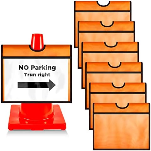 Fabbay Traffic Cone Sleeve Safety Traffic Signs Orange Caution Sign Outdoor Activity Warning Sign Sports Cone Message Sleeve for Outdoor Driveway Road Traffic Signals(6 Pieces) Fabbay