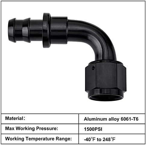 Трубные фитинги с защелкой 45 градусов 6AN, черные, 4 штуки, выдерживают давление до 1500 PSI, температура от -40 до 120°C Evil Energy