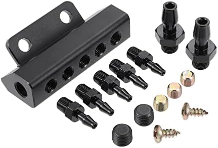 X AUTOHAUX Universal Vacuum Manifold Kit 1/8" Ports 1/2" Interfaces Block Intake Manifold for Car Fuel Gas Wastegate Turbo Boost X Autohaux