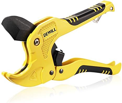 DEWILL Ratchet-type Pipe and PVC Cutter, One-hand Fast Pipe Cutting Tool, for Cutting1-5/8 inch PVC PPR Plastic Hoses and Pipe, Suitable for Home Working and Plumber Thinkwork