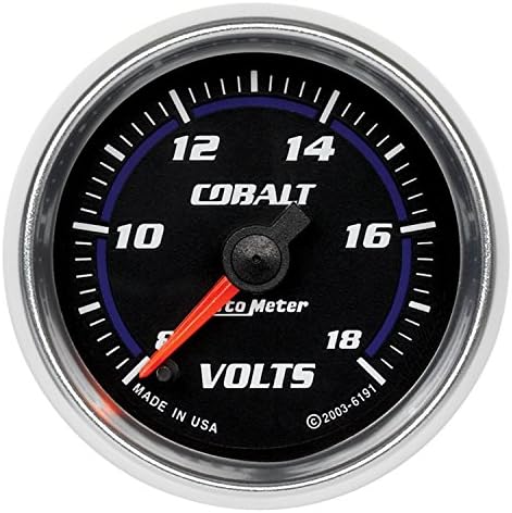 Auto Meter 6191 Cobalt 2-1/16" 8-18V Full Sweep Electric Voltmeter Auto Meter