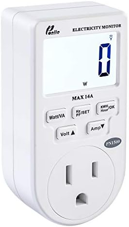 PN1500 Portable Micro Electricity Usage Monitor Electrical Power Consumption Watt Meter (110V, 1500W) Poniie