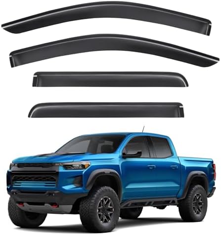 Tape-On Rain Guards for Chevy Colorado/GMC Canyon 2023 2024, Window Visors Side Window Deflectors Compatible with Chevrolet Colorado/GMC Canyon Accessories (4pcs) Techpicco