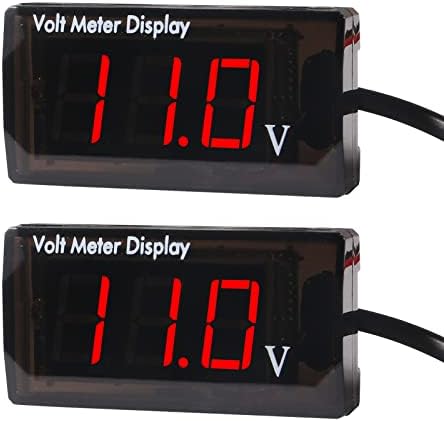 2Pcs DC 12V Car Digital Voltmeter Gauge LED Display DC 5-28V Voltage Mete Waterproof Voltage Display Voltmeter Gauge Meter Power Energy LED Volt Meter for Car Motorcycle (Blue) Dorhea