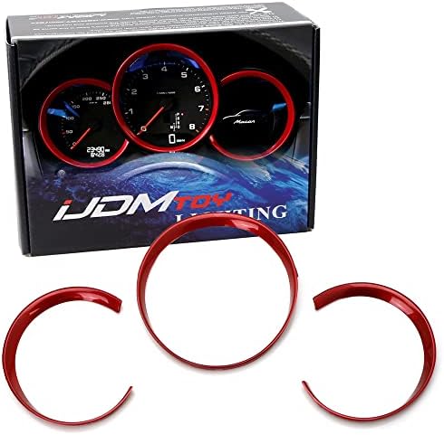 iJDMTOY 3pc Glossy Red Dashboard Gauge Surrrounding Ring Decoration Trim Kit Compatible with 2014-2022 Porsche Macan IJDMTOY