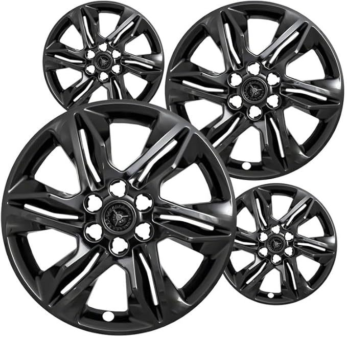 Set of Four (4) 18 inche Gloss Black ABS Wheel Skin Impostors Wheel Covers Compatible with Select 2019-2022 Chevrolet Blazer L, 1LT, 2LT - Auto Tire Replacement Cap Cover Fuel Rider