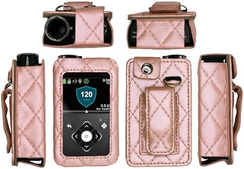 Plaid Fitted Leather Case W/Screen Protector & Lanyard for Medtronic Minimed Insulin Pump (Minimed 630G / 640G / 650G / 670G / 770G / 780G) (Black) SNK