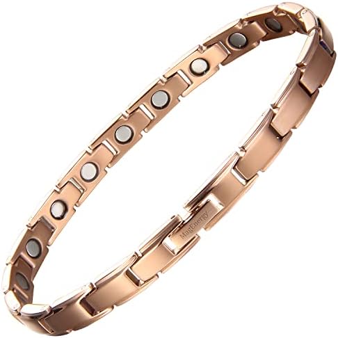 MagEnergy Titanium Magnetic Bracelet – Magnetic Bracelets for Women – Adjustable Length with Sizing Tool - Premium Jewelry Gift(Rose Gold) MagEnergy