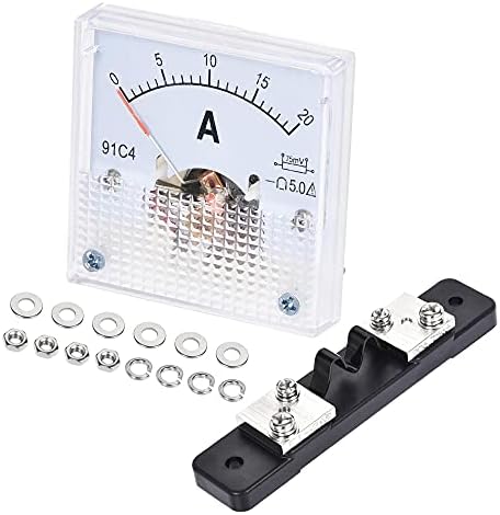 uxcell Analog Current Panel Meter DC 0-20A 91C4 with 75mV Shunt for Circuit Testing Ampere Tester Gauge, 1 Set Uxcell