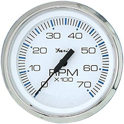 Faria Chesapeake White SS 4" Tachometer - 7000 RPM (Gas) (All Outboards) Faria