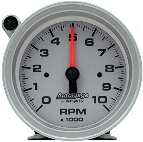 AUTO METER 233909 Auto Gage 3-3/4" Tachometer 0-10,000 RPM w/Silver Dial & Shift-Light Auto Meter