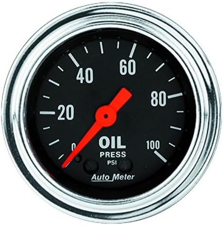 AUTO METER 2421 Traditional Chrome Mechanical Oil Pressure Gauge, 2-1/16" (52.4mm) Auto Meter