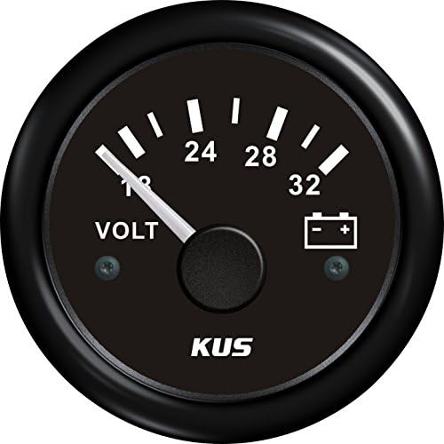 KUS Analog Voltmeter Gauge, CMVR-BB, 18-32V Range, 24V, 2" (52mm) Kus