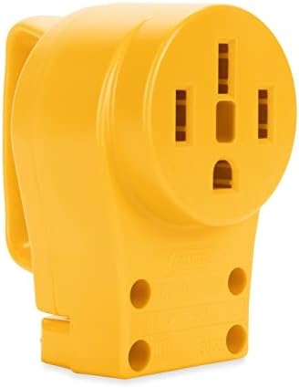 Camco Power Grip Camper/RV 50-Amp Female Replacement Receptacle - Features Power Grip Handle & Accepts #4 - #10 Gauge Wire (55353) Camco