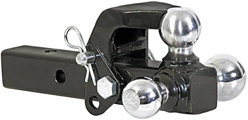 Buyers Products 1802279 Tri-Ball Truck Hitch With Hook, Solid Shank for 2 Inch Receiver Tubes, Chrome Welded Steel Towing Balls, Black Powdercoated, Towing Accessories For Trucks And Trailers Buyers Products Company