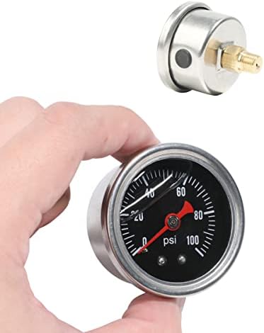 YAKEFLY Universal Mini Fuel Pressure Gauge,Stainless Steel Case Manual Inline Fuel Pressure Regulator Gauge,0-100psi Oil Press Gauge 1/8" NPT,Automotive Fuel Pressure Gauge Replacement for Most Cars Sujade