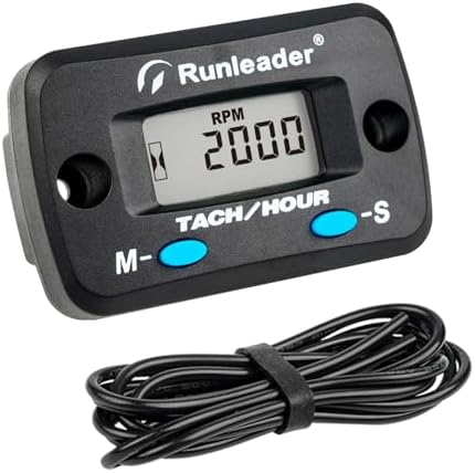 Runleader Digital Tach/Hour Meter,Maintenance Reminder for Lawn Mower Generator Motorcycle ATV Outboard Motor Jetski Chainsaw etc. (Black) Runleader