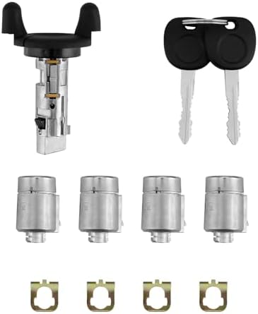 Ignition Switch Lock Cylinder & Four Door Lock Cylinders with 2 Keys, Compatible with 2001-2007 Chevy Express 1500/2500/3500, GMC Savana 1500/2500/3500, Replace#: 704600, 706591 Atracypart