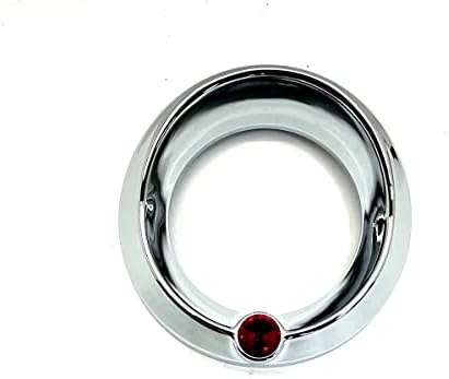 Chrome 3 3/4" Tach Speed Visor Bezel W/Red Jewel Peterbilt Frieghtliner 87-05 Ctw