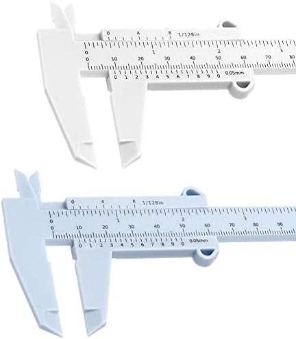 6Inch 150mm Mini Caliper Double Scale Plastic Vernier Caliper, Caliper Measuring Tool, for Carpentry, Student, Jewelry Measuring, etc. (White and Blue) Nanaxagly