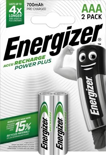 Power Plus AAA Rechargeable Battery Nickel-Metal Hybrid (NiMH) – Household Batteries (Rechargeable Battery, AAA, Nickel-Metal Hybrids (NiMH), 1.2 V, 2 Pieces, 700 mAh) E300626500 Energizer