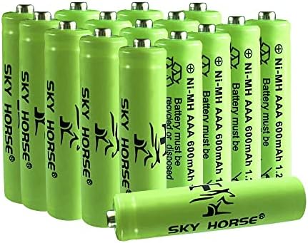 AAA Rechargeable Battery Ni-MH 1.2V 600mAh for Garden Light, Solar Light,Toys, Remote Control, Mouse(12)… Sky Horse