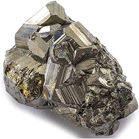 KALIFANO Natural Pyrite Cluster - High Energy Iron Piedra Pirita from Peru with Healing Properties (Information Card) Fools Gold Rock Reiki Crystal Used for Increased Willpower and Manifestation KALIFANO