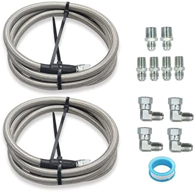 AN6 Transmission Cooler Hose Fitting 52 Inch Stainless Steel Braided Lines Fit for Chevy Ford Mopar GM GMC Buick Cadillac Cars and Trucks Replace TH350/ 700R4/ TH400 Lvoup