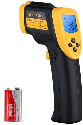 Etekcity Lasergrip 800 Temperature Gun-58℉ to 1382℉ with 16:1 DTS Ratio, High Laser Temp IR Tool for Cooking, Grill, Pizza Oven, Griddle, Engine, HVAC, Not for Human, Light Yellow Etekcity