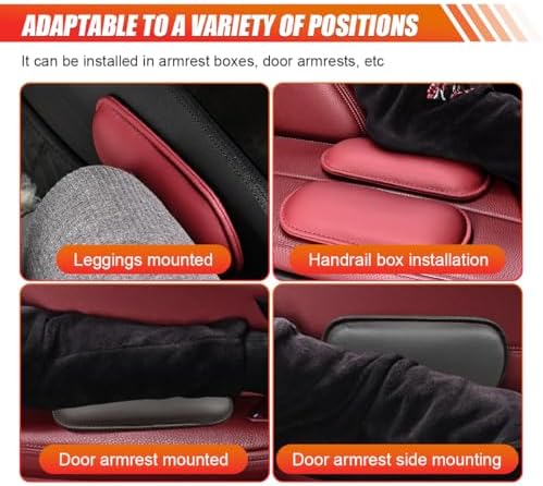 2PCS Car Elbow Pads, Memory Foam Car Center Console Cushion Pad for Knee Leg Elbow, Soft Leather Car Door Armrest Pad for Comfortable Support, Universal Arm Rest Pillow for Most Vehicles (Black) Lainloy