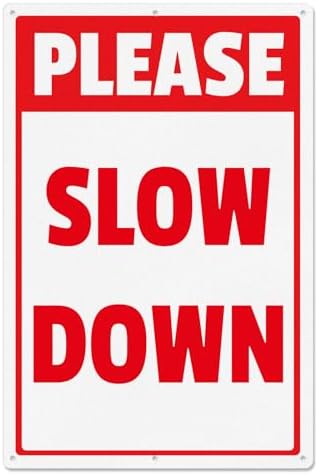 Please Slow Down Sign 12 x 18 Inch Aluminum Safety Waterproof Signage Metal Reflective Warning Signals for Yard Street Outdoor Yikiada