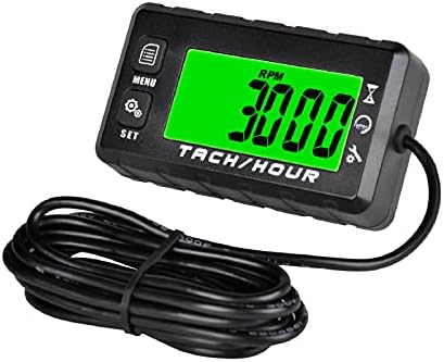 Runleader Digital Self Powered Hour Meter Tachometer,Maintenance Reminder,Alert RPM Reminder,User Shutdown,Waterproof,Use for ZTR Lawn Mower Generator Marine ATV Motor and Gas Powered Equipment Runleader