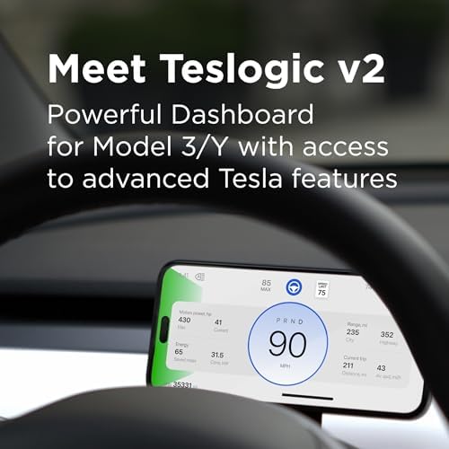 Мобильный приборный кластер с ярлыками для Tesla Model 3 (выпуск с 2021 года) / Y (все) с беспроводной зарядкой Teslogic