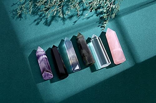 DUQGUHO 2" Black Obsidian Healing Crystals Stones Crystal Wand Tower Natural Quartz Points Hexagonal Gemstone Reiki Meditation Chakra Balance Witch Good Luck Crystal DUQGUHO