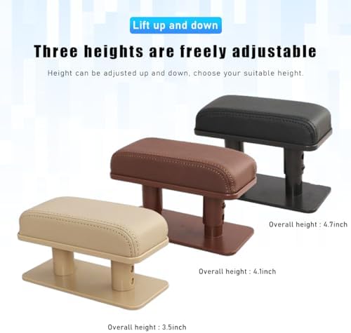 Car Elbow Support Pad, Adjustable Height Armrest Rest Pad for Auto Door, General PU Leather Automotive Central and Side Booster Pad for All Seasons, Universal Car Accessories (Beige) Suvnie