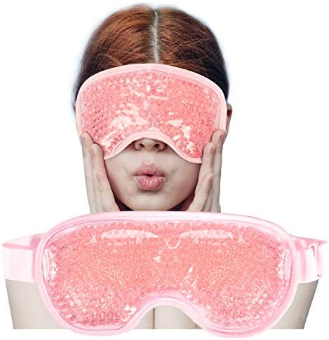 Cooling Eye Mask with Gel (Гель) Bead, Reusable Cold Compress Ice Pack Sleeping Eye Cooling Pads for After Eyelid Surgery, Puffiness, Puffy Eyes, Headache, Migraine Relief(Blue) J JIMOO