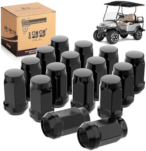 10L0L Golf Cart Wheel Lug Nuts Chrome Standard (16 Pack) Size 1/2”-20 for Club Car & EZGO Golf Cart, OEM# 1701160, 14723-G1, 1010984, 1011390 10L0L