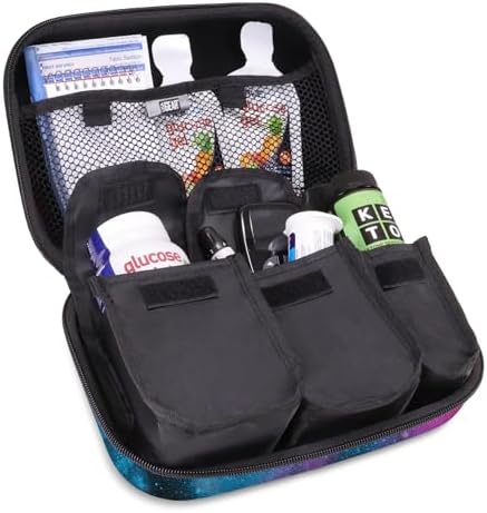 USA GEAR Diabetic Supplies Travel Case with 3 Removable Pouches, Hard Shell Protection - Diabetes Travel Case to Carry Glucose Monitor Kit, Test Strips, Lancets, Insulin Pens, and More - Black USA GEAR