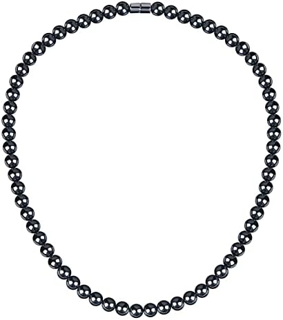 Hematite Necklace Unisex Black- Natural Magnetic Hematite Necklace Relieve Fatigue around Neck, Shoulder-17.6 inch (45cm) IRUMENG