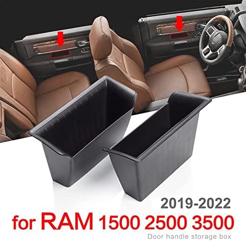 Compatible with RAM 1500 Door Side Organizer Tray 2019-2023,Front Door and Rear Door Set of 4 pcs Compatible with Ram Big Horn/Laramine/Limited/Long Star Lotcesfun