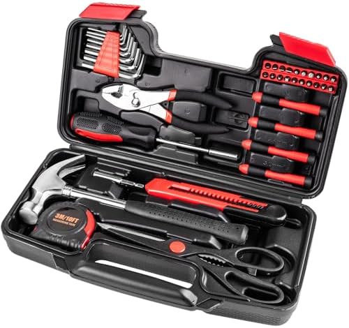 39PCS Tool Set for Home, Basic Household Apartment College Dorm Repair Tool Kit, Small Home Hand Tool Set for All Purpose, Portable General Tool Kits for Men, Upgrade Toolkits for The House Beaiguna