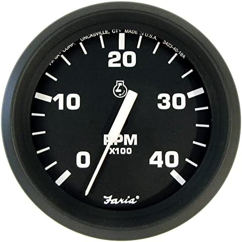 Faria 32842 Euro Tachometer Gauge 4000 RPM Diesel Mech Takeoff & VAR - 4" , Beige Faria