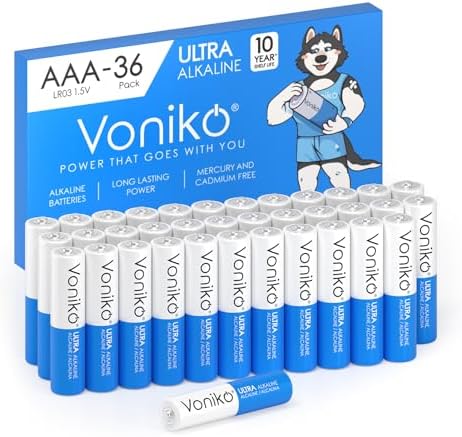 Voniko AAA Batteries 36 Pack - Alkaline Triple A Battery - Ultra Long-Lasting, Leakproof 1.5v Batteries - 10-Year Shelf Life Voniko