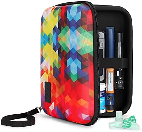 USA GEAR Insulin Travel Case - Hard Protective Glucose Monitor Case with Zipper, Wrist Strap, Diabetic Case Compatible with Insulin Needles, Lancets, Ice Packs, Glucose Test Strips & More - Black USA GEAR