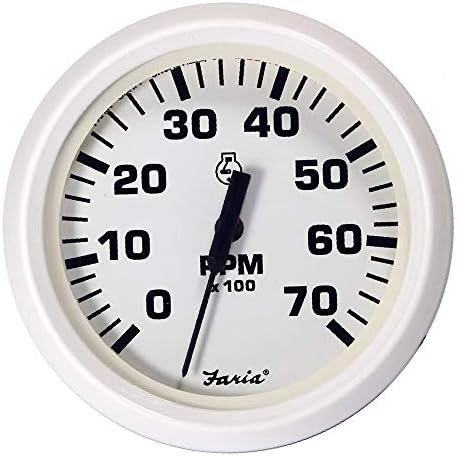 Faria Beede Instruments - Faria Dress White 4" Tachometer - 7,000 RPM (Gas - All Outboards) Faria