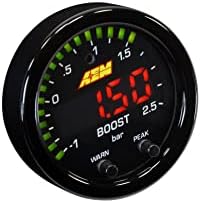 AEM 30-0306 X-Series Boost Pressure Gauge 52mm, Black AEM