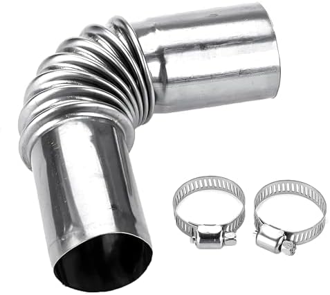 1 PC Car Exhaust Pipe Tube Connector with Clamps, 5.1In Metal Flexible Corrugated Vehicle Heater Exhaust Pipe Accessories, Universal Heavy Duty Replacement for Diesel Boat (Silver #Bending) Crynod