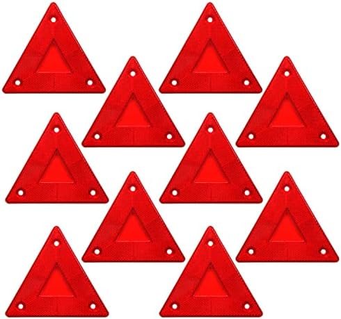 Enjoyist 10-Pack Red Safety Reflector Warning Sign, Slow Moving Vehicle Triangle Safety Sign, for Outdoor Truck, Car, Golf Cart Enjoyist