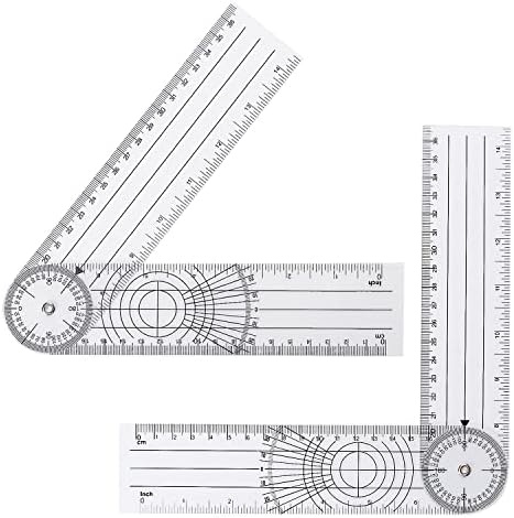 Plastic Goniometer Clear Quick Angle Protractor Angle Finder Angle Ruler with 7 Inch Arm 360 Degree Angle Measurement Tool for School Office Measuring Drawing Students Work (2 Pcs) Vin Beauty